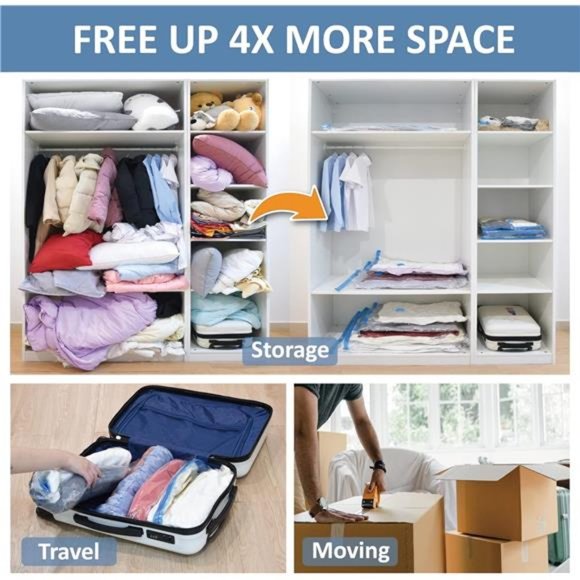 12 Pack Space Saver Bags(2 Jumbo/2 Large/2 Medium/2 Small/4 Roll)Compression Bag - Picture 7 of 7